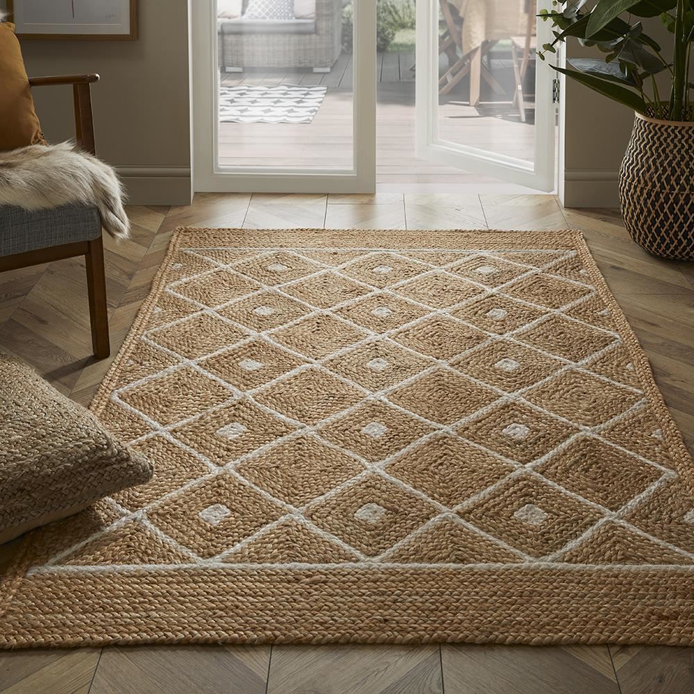 Prestbury Diamond Handbraided Natural Rug 120x170cm – Esselle Retail ...